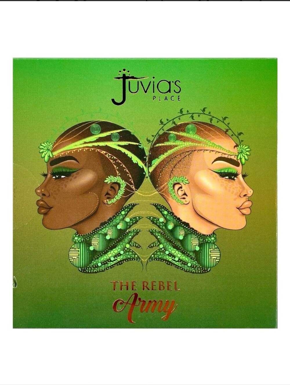 New In Box Juvia's Place The Rebel Army Eyeshadow Palette 4 Shades Greens